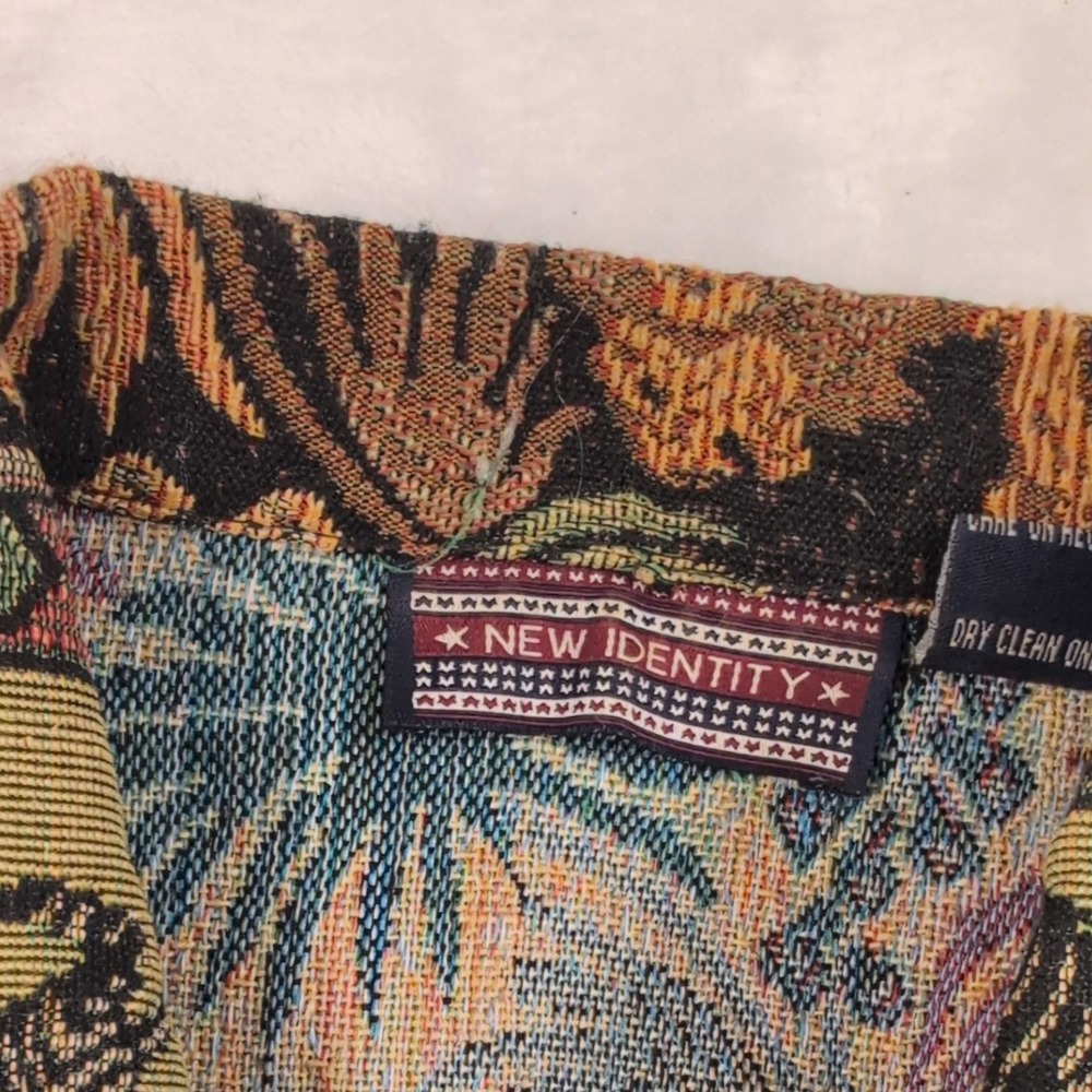 New Identity Vintage Tapestry Jacket Safari Lion Zebra Green Cotton Blend Medium - Picture 8 of 14